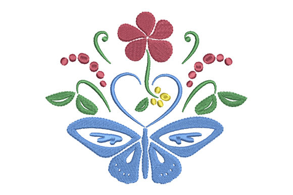 Butterfly, Heart and Flower